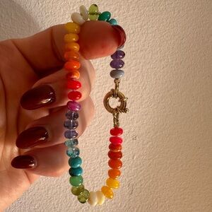 Encirkled Rainbow Hand Beaded Bracelet with 14k Gold Clasp